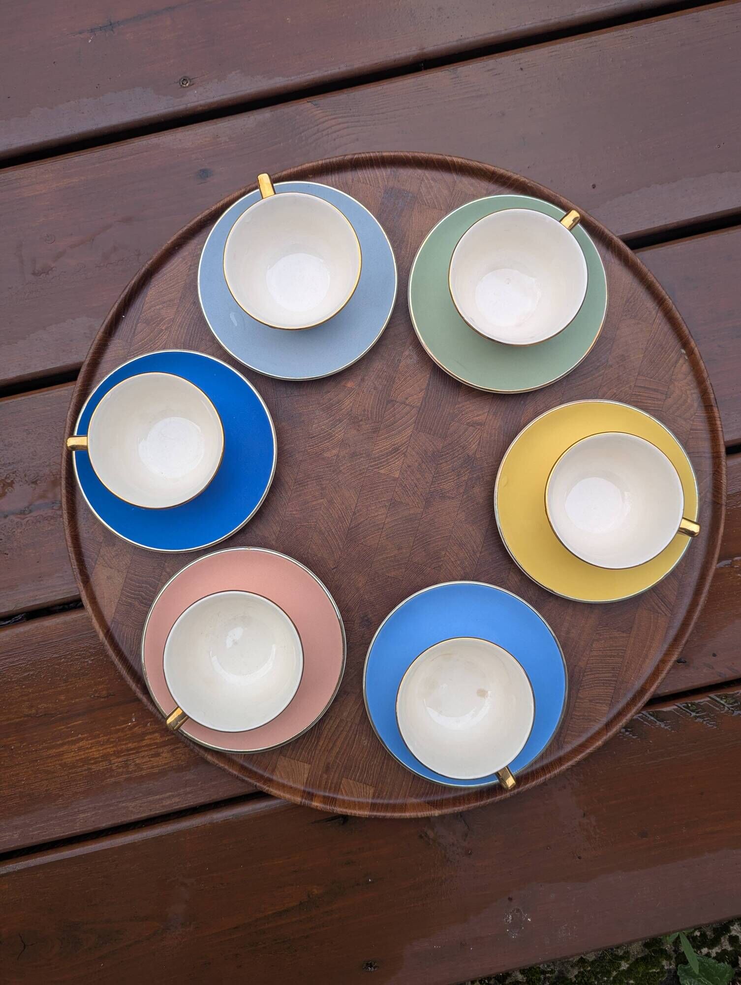 Villeroy & Boch Pastel 1960 Service – 6 Cups & Saucers – Vintage