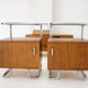 1950s Set of  Oak Bauhaus Mirror Cabinet and Bedside Tables, Czechoslovakia