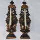 Pair of mountain appliques Savoy vintage painted wood