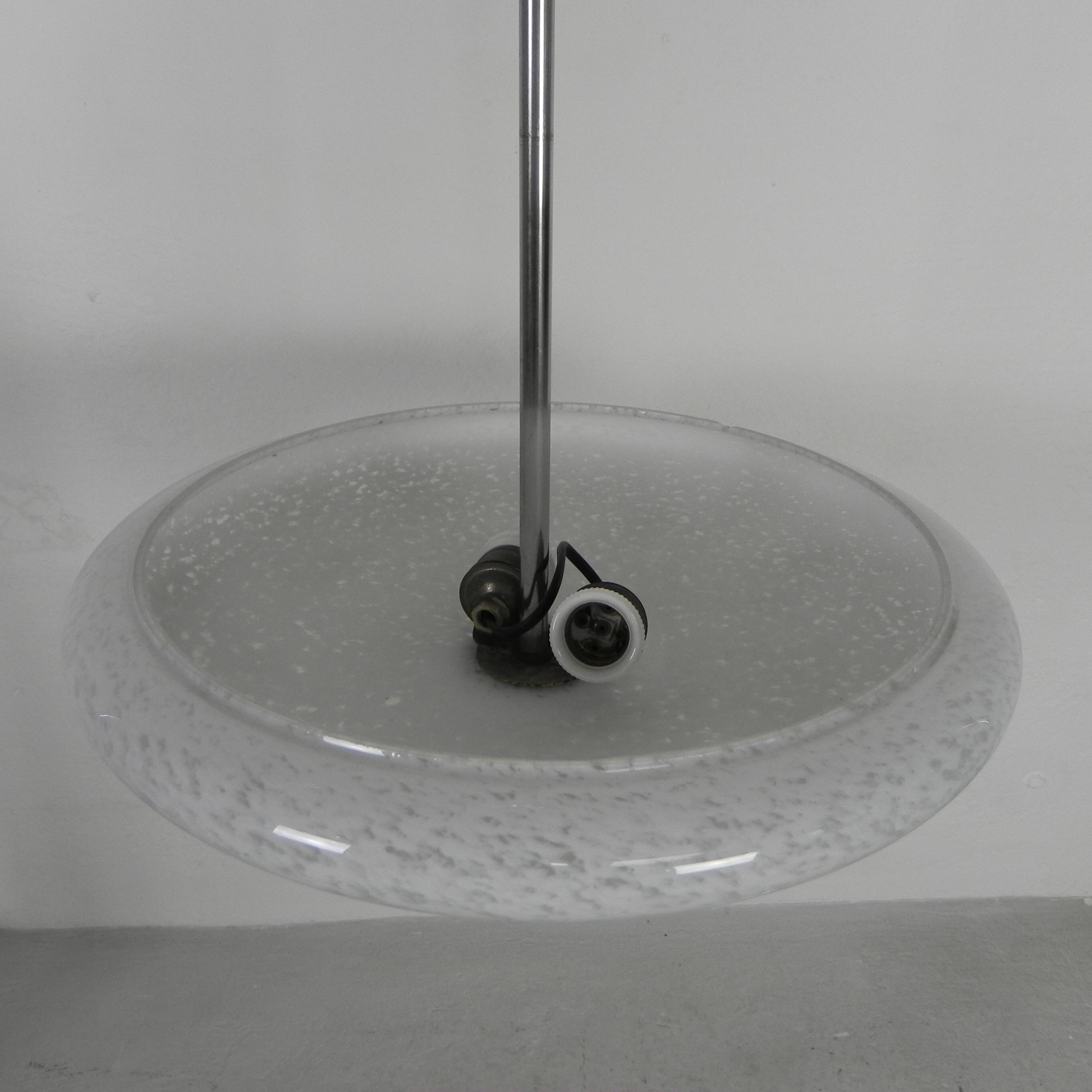 Art Deco pendant lamp with cloudy glass bowl, 1930s