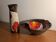 Vase and bowl, vintage ceramic cup Tri Ushi (Bulgaria)