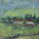 Swedish Oil on Canvas – “Houses” by Kersti Flyckt – Vintage & Framed