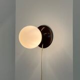 Wall lamp or table lamp in opaline glass and metal, 70s