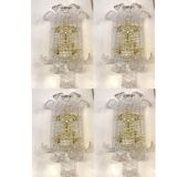 Lot of 4 of Contemporary Transparent "Lingue" Murano Style Glass Wall Lamp