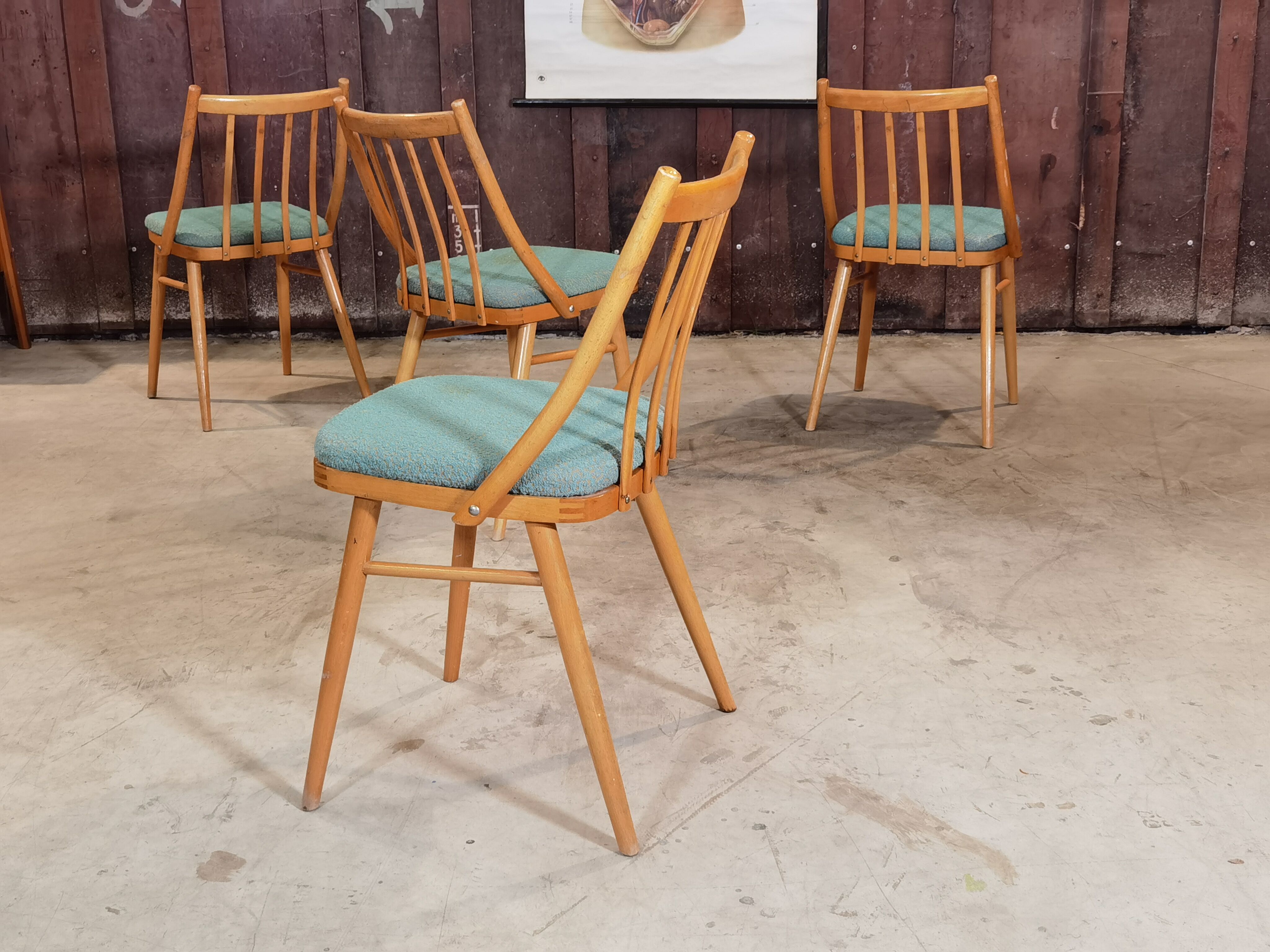 Lot of 4 chairs Antonin Suman