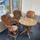 Set consisting of a table and three chairs made of chestnut slats from the 1950s/60s.