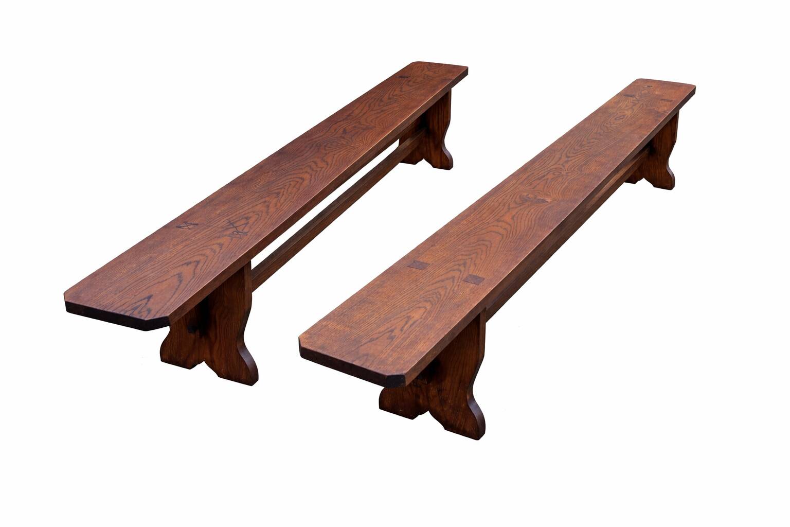 Pair of farmhouse benches 300 cm oak