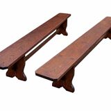 Pair of farmhouse benches 300 cm oak