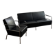 Sofa and armchair in Swedish black leather by Gunilla Allard for Lammhults.