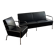 Sofa and armchair in Swedish black leather by Gunilla Allard for Lammhults.