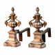 Pair of copper brass channel old fireplace accessory - Brocante Chic