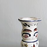 Desvres earthenware candle holder, hand-painted floral decoration.