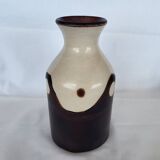 Peruvian Chulucanas Ceramic Vase Brown Beige Signed Vintage