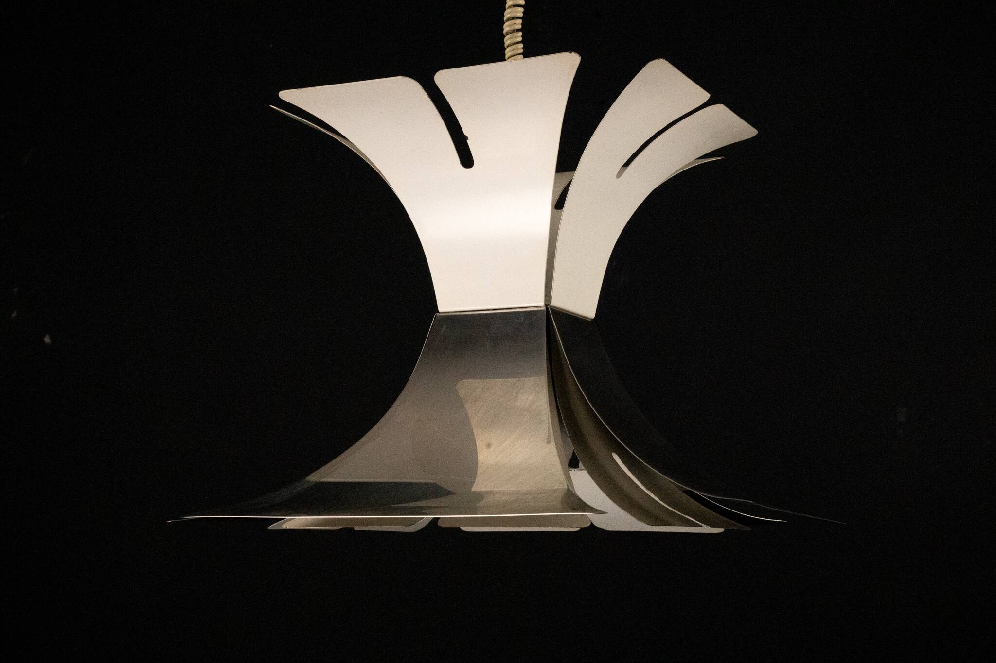 1970s Goffredo Reggiani Style Lacquer & Chrome Chandelier