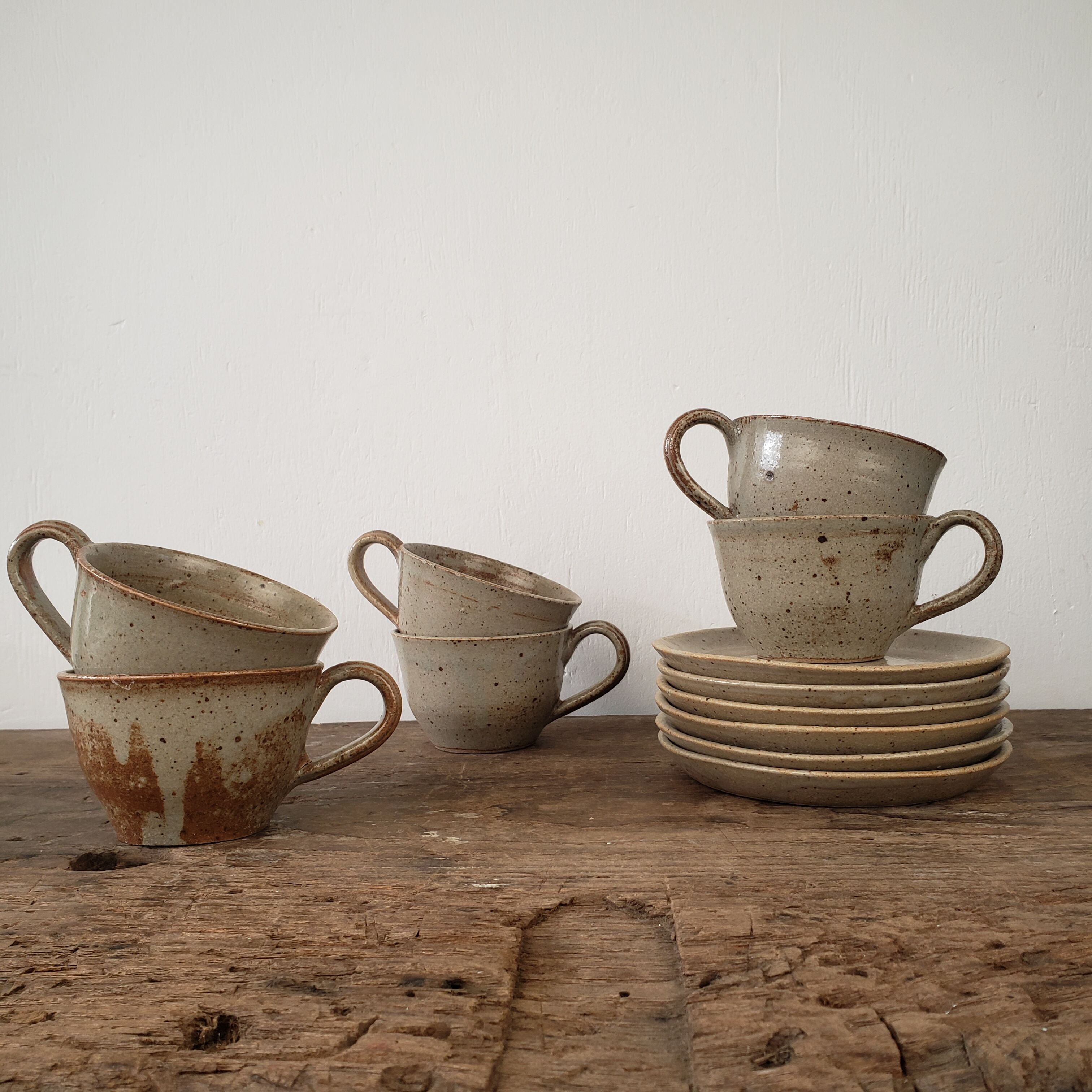 Gray stoneware cups