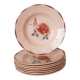 8 hollow plates Digoin Sarreguemines purple pink décor 9181