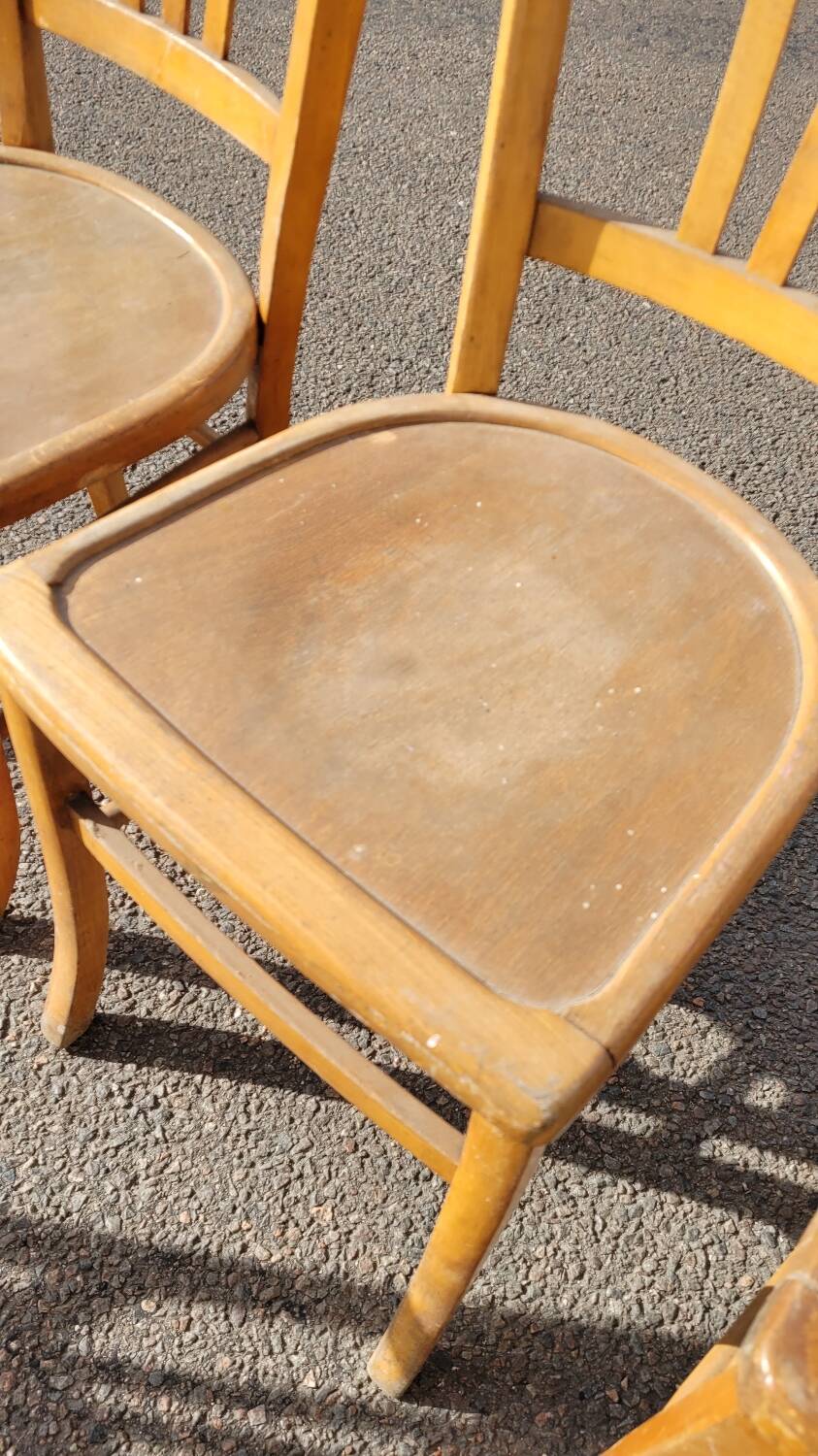 Series of 6 old vintage bistro chairs - 1950s