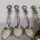 Lot de 6 cuilleres a moka cafe et 1 cuillère à sucre argent massif 800 - art déco rose