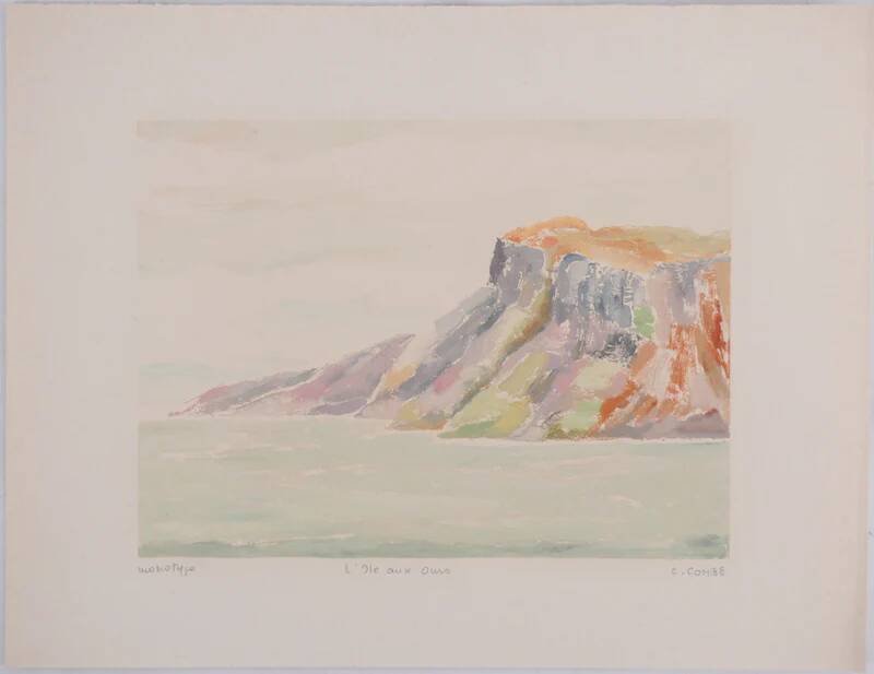Camille combe: the mountain of bear island, original signed monotype