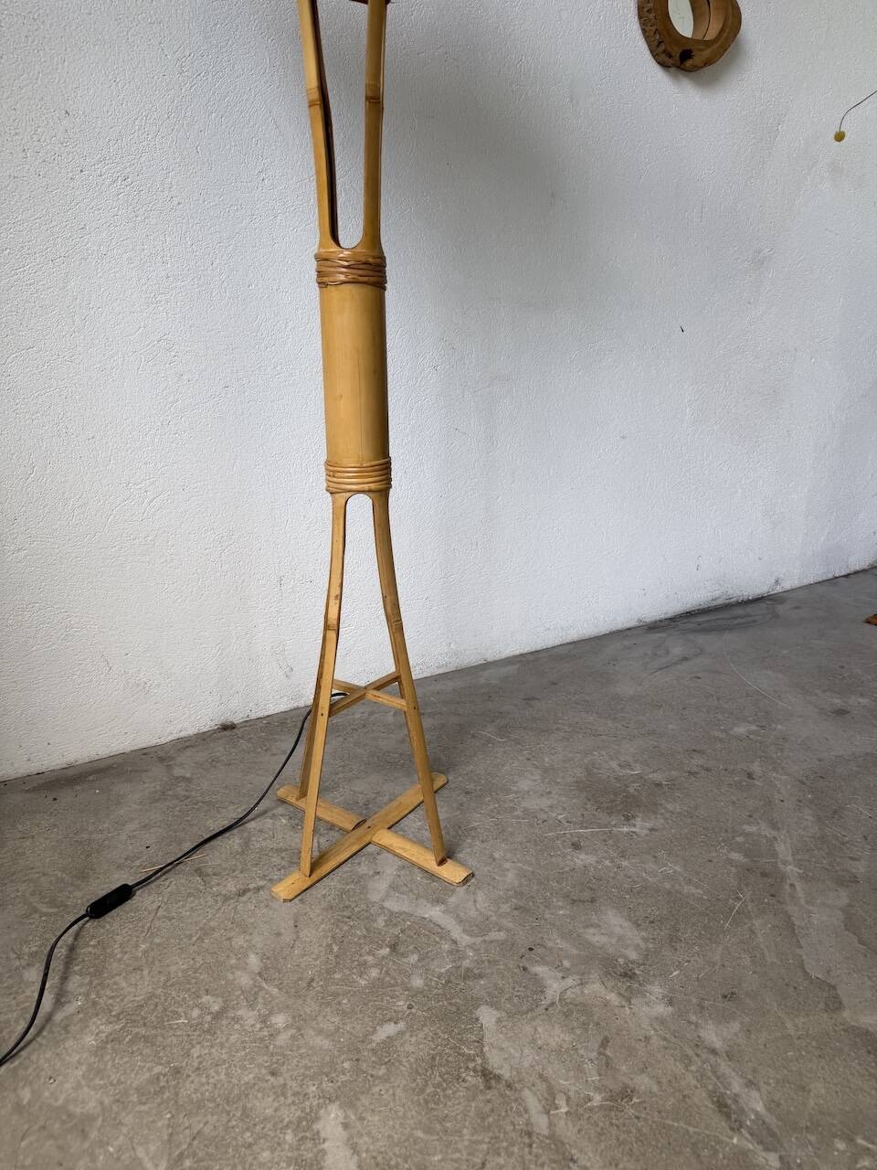 Bamboo and straw floor lamp 1980