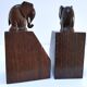 Pair of stylized elephant bookends in solid wood