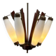 Lustre italien en teck et laiton
