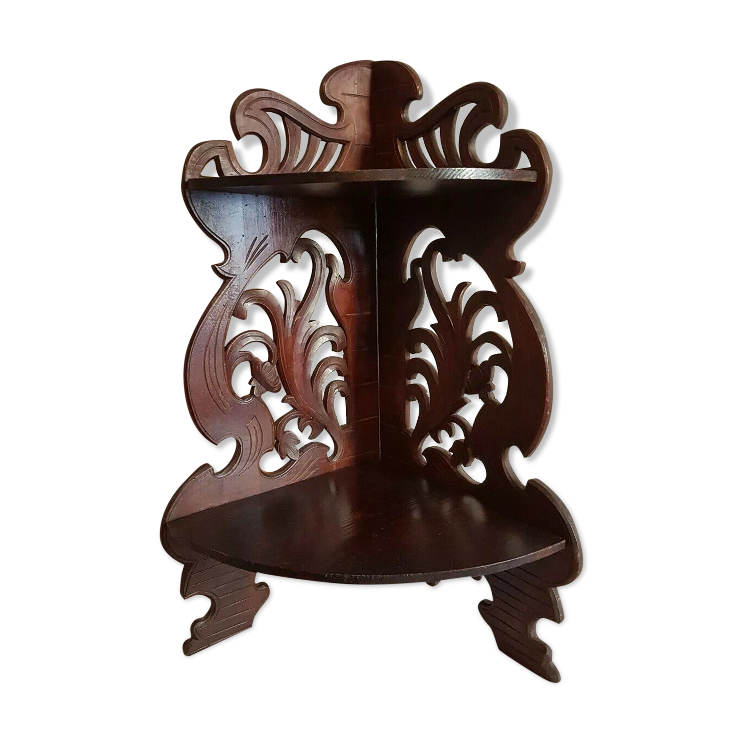 Corner shelf in mahogany carved Art Nouveau period XIX