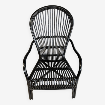 Black rattan armchair