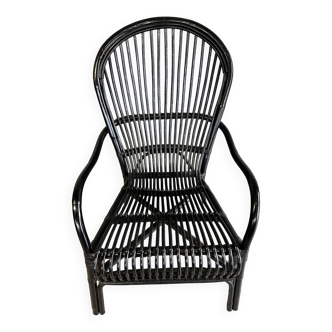 Black rattan armchair