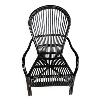 Fauteuil en rotin noir