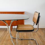 Coffee table in smoked glass and chrome legs, Design, 1970
