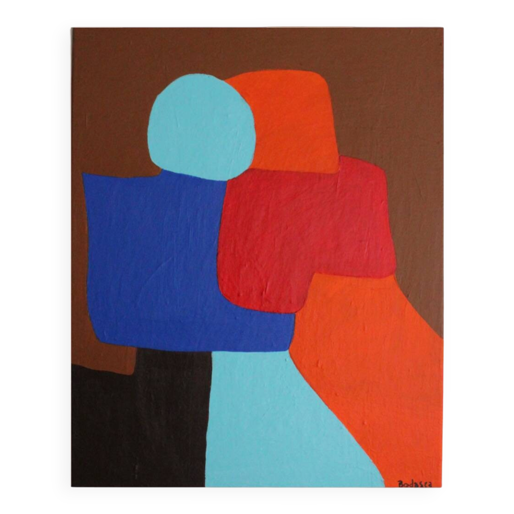 Peinture figurative minimaliste " A hug" 100x81cm