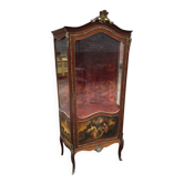 Antique vitrine cabinet / Vitrine ancienne style Louis XV avec verre courbé