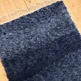 Berber carpet Beni Ouarain mottled solid blue 1.55x1.06m