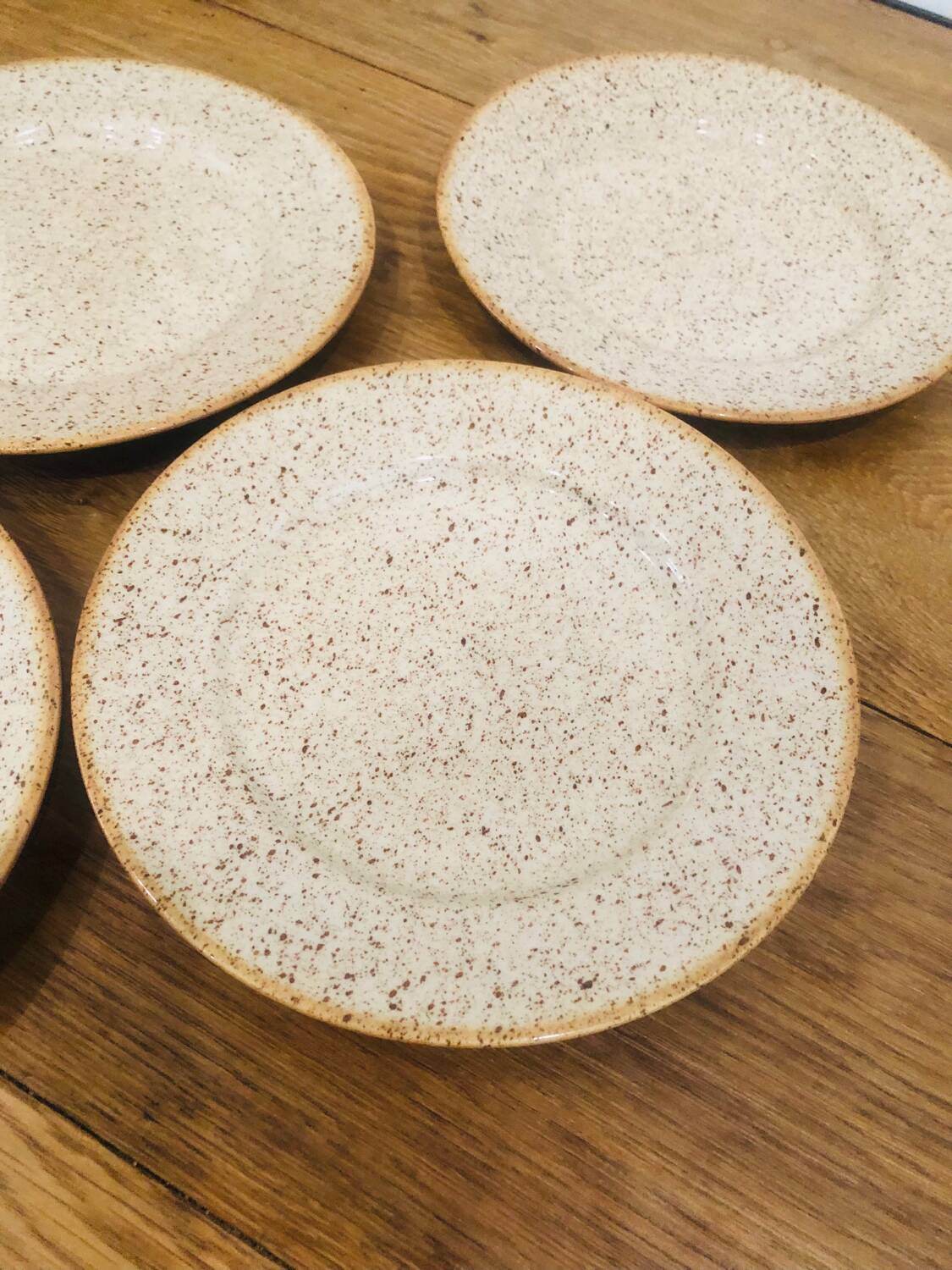 assiettes à dessert Tulowice Poland vintage grès moucheté