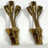 Lumi Milano, Mid-Century Modern pair of Italian brass sconces from 60s
