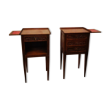 Louis XVI style walnut bedside pair