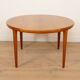Vintage round dining table | Teak | Extendable | 120–220 cm