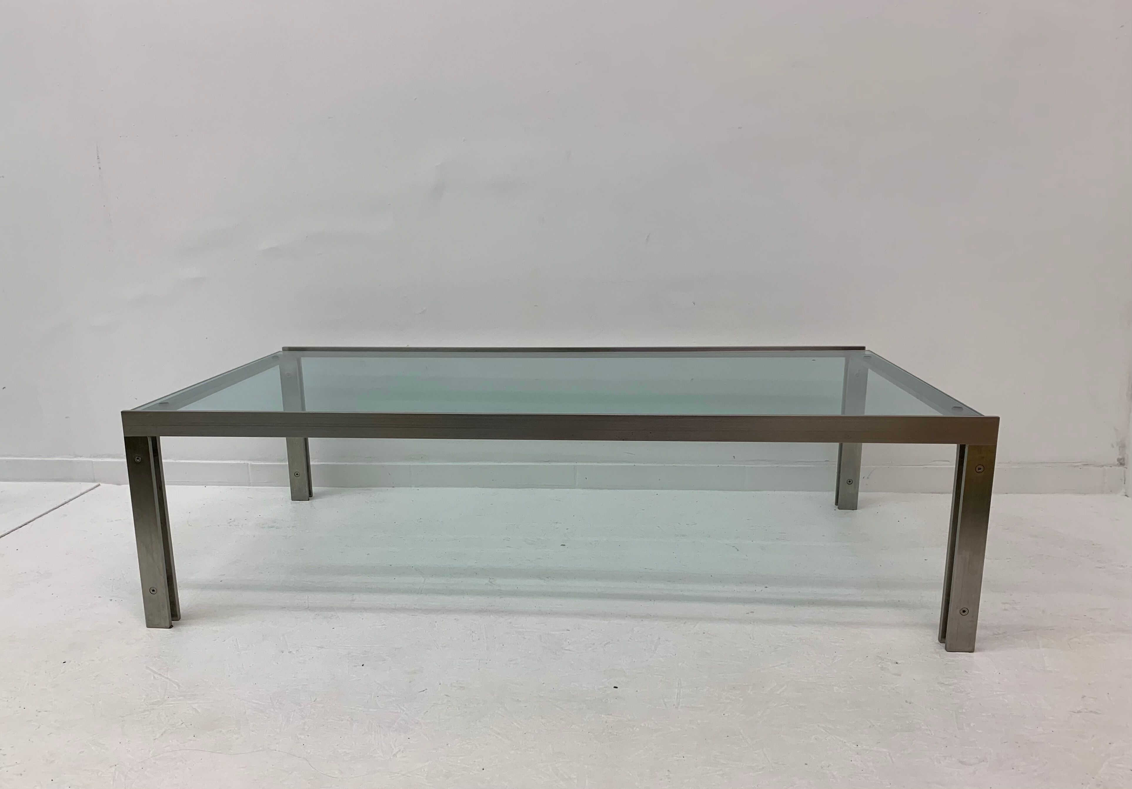 Rectangular Mid-Century Glass Coffee Table by Metaform, 1980s