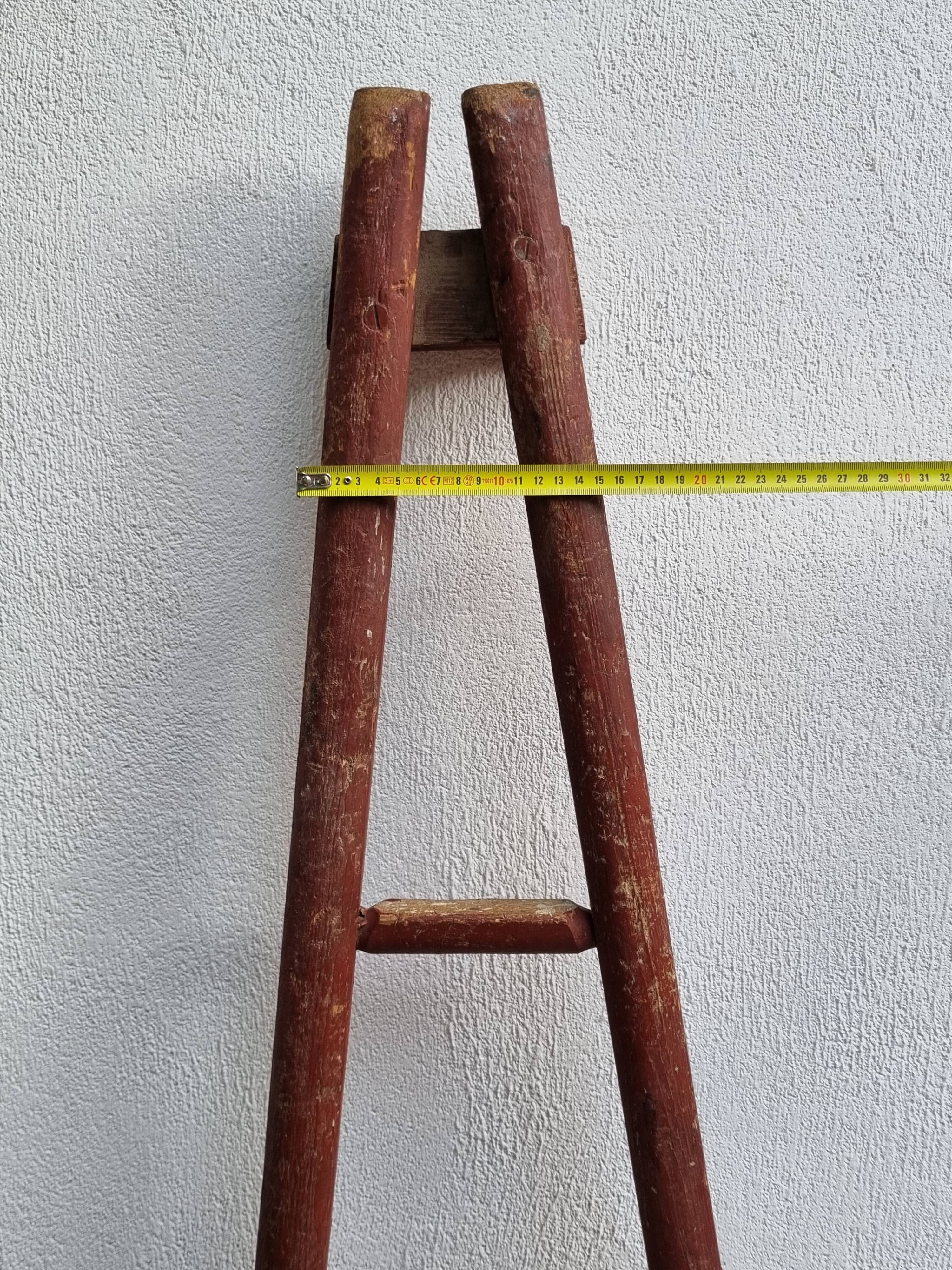 Antique rustic wooden decorative ladder, 155 cm