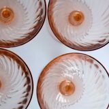 Set of 6 cups champagne rose vintage Rosaline pink swirl glass Arcoroc Luminarc France