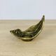 Golden brass leaf candlestick, organic style, vintage