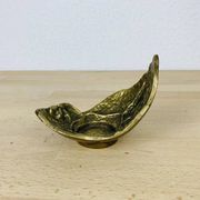 Golden brass leaf candlestick, organic style, vintage