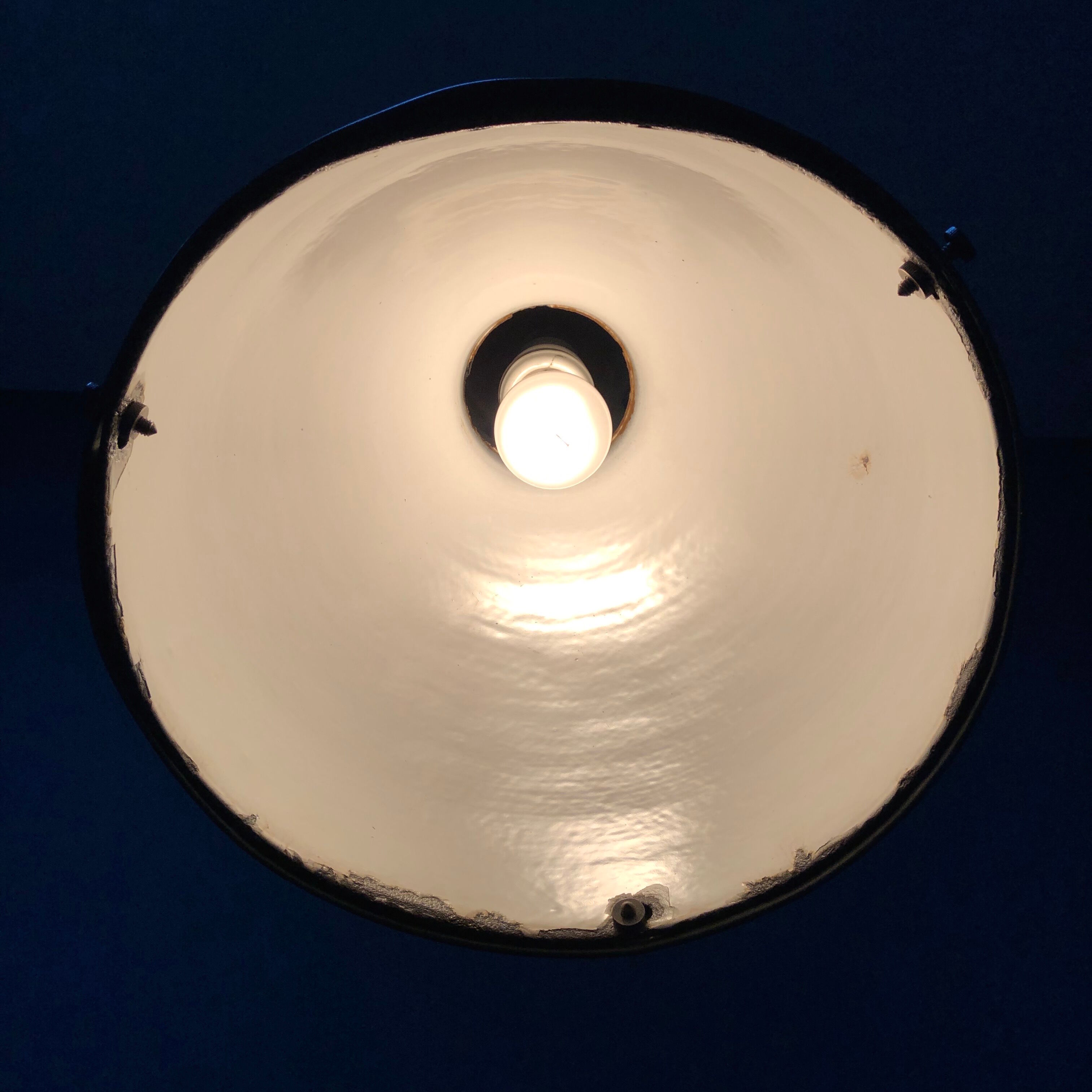 Old copper industrial church pendant light, Dutch 1930
