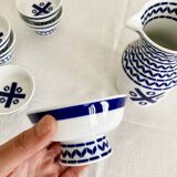 Set of six Sargadelos porcelain wine glasses and pitcher