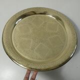Old moroccan tray in gilded copper