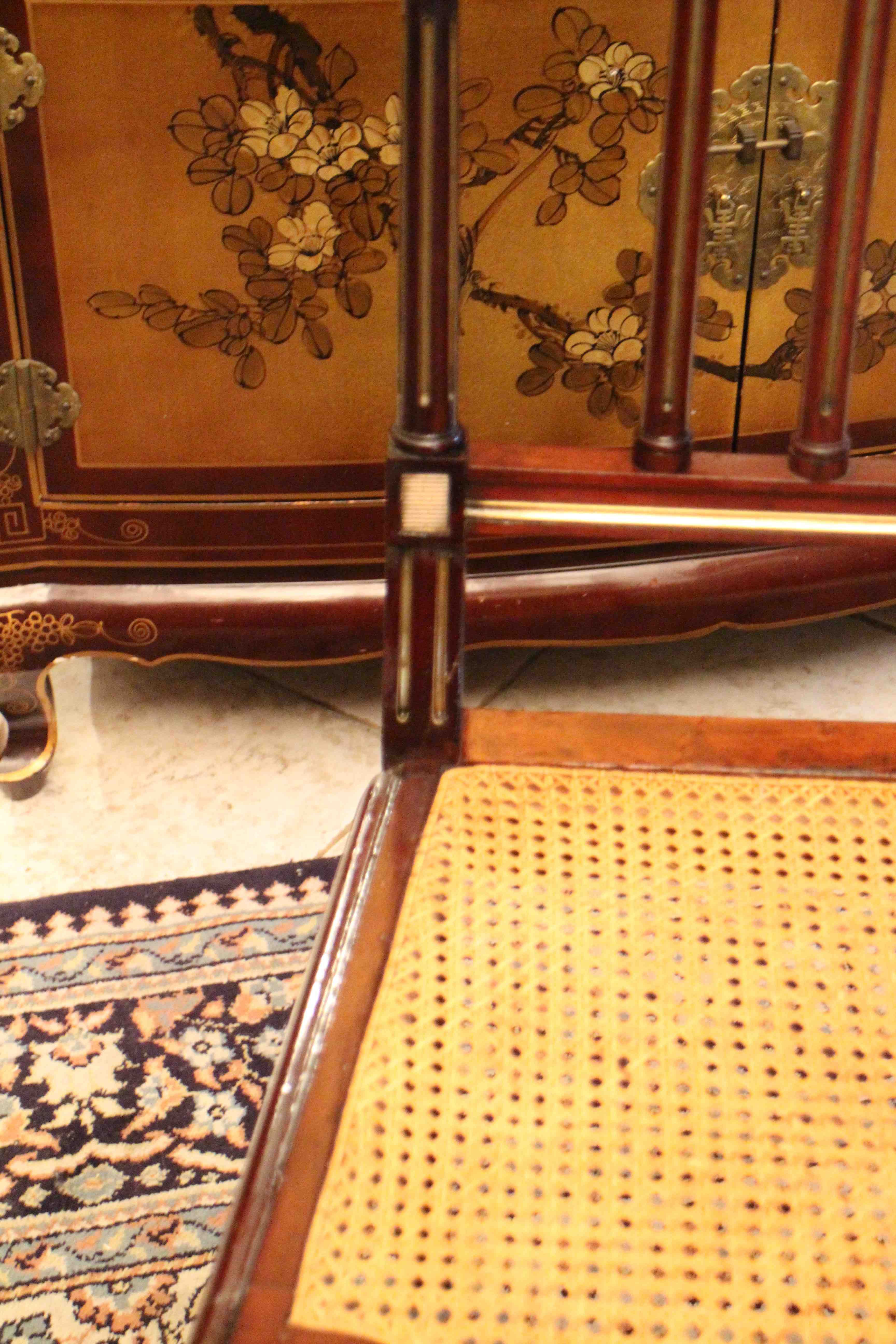 19th century mahogany office chair and Louis XVI-style bronze ornaments