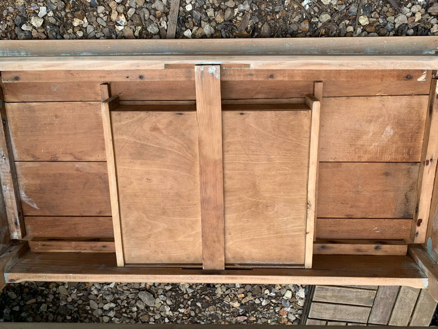 Art Deco farmhouse table in raw wood