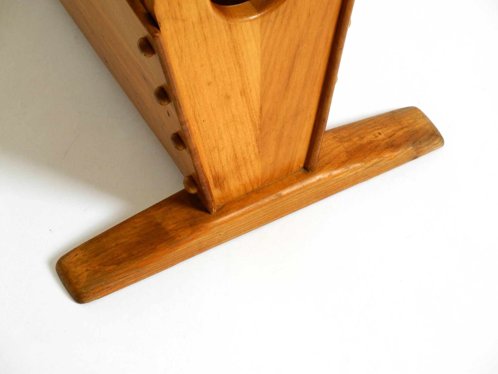 Beautiful mid-century modern side table with magazine rack, made of ash woo