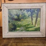 Painting on framed panel signed Albert Regagnon